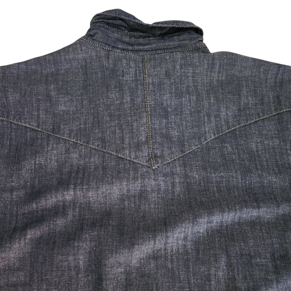 GAP Blue Chambray Cotton Linen Blend Western Shirt Snap button large - Picture 4 of 13